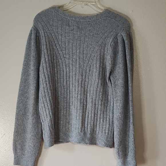 Pink Rose Grey Women's Sweater with Sequin button Up New Size L - Picture 3 of 6